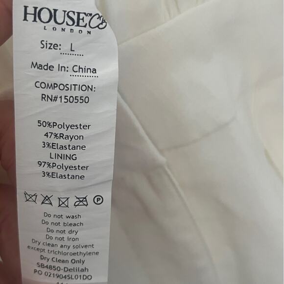 House of CB Delilah Jumpsuit White deep v long sleeve large long sleeve large - Picture 4 of 8